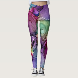 Legging Tinta de Álcool Multicolorido Cintilante Líquido