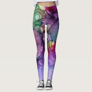 Legging Tinta de Álcool Multicolorido Cintilante Líquido A