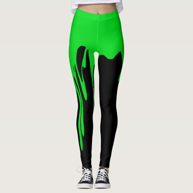 Legging Tinta de gotejamento verde (Frente)