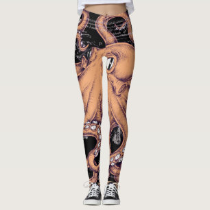 Legging Tinta dos Tentáculos de Octopus Laranja