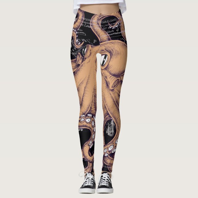 Legging Tinta dos Tentáculos de Octopus Laranja (Frente)