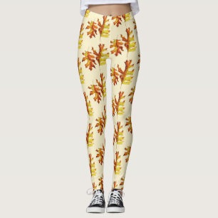 Legging Tinta e folhas de outono de dança pintadas