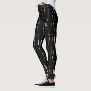 Legging Tinta Preta Punk Abstrata Tie Dye