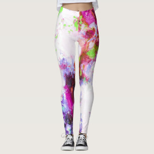 Legging Tinta Primavera de com Abstrato colorida