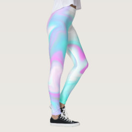 Legging Tinta Tie Dye Falsa Holográfica Rosa Doce