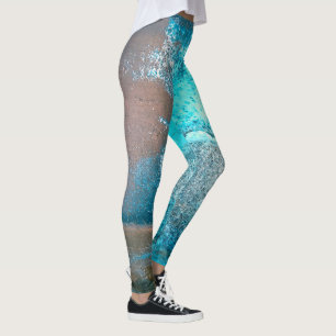 Legging Tintas texturizadas turquesas e Abstrato de ferrug
