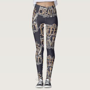 Legging Tipografia Café e Criatividade