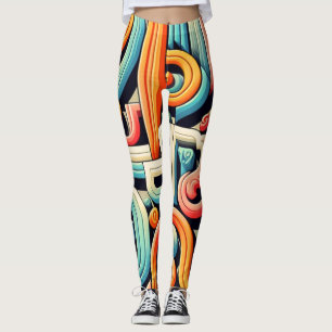 Legging Tipografia de Formulários Geométricos com Padrão d