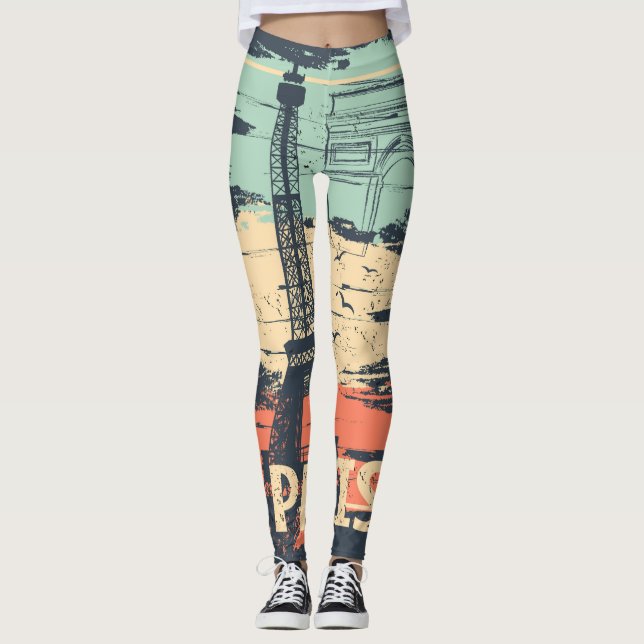 Legging Tipografia de Paris: abstrato Eiffel poster. (Frente)
