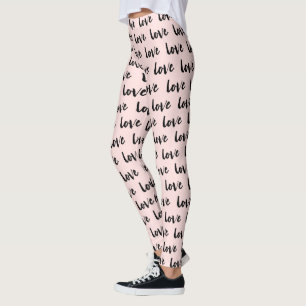 Legging Tipografia de Tendência Blush Pink e Amor Negro