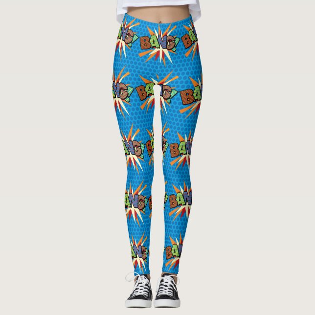 Legging Tipografia Divertida Moderna de Quadrinhos (Frente)