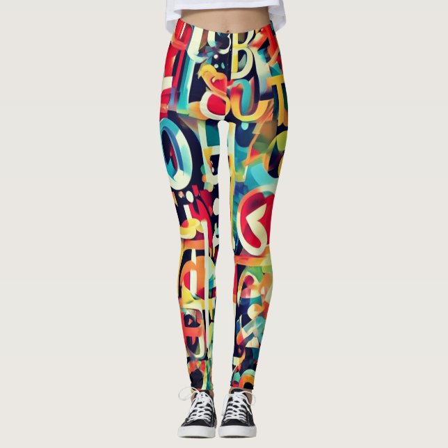 Legging Tipografia em Várias Cores (Frente)