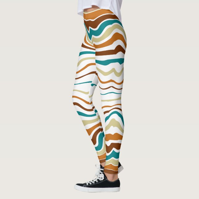 Legging tiras azuis, brancas e castanhas (Esquerda)