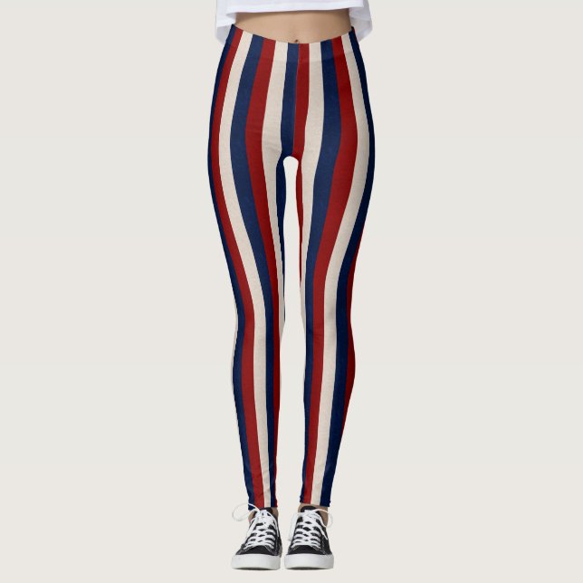 Legging Tiras de couro azul-branco-vermelho (Frente)