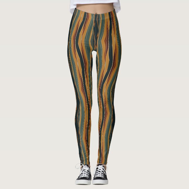 Legging Tiras de diafragma em tons de terra (Frente)