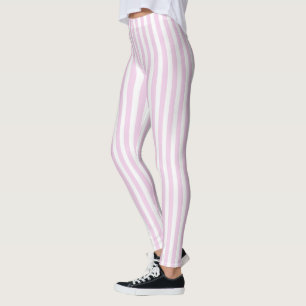 Legging Tiras de doces brancas, cor-de-rosa claro