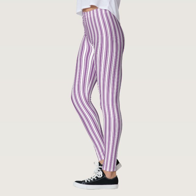 Legging Tiras de doces, púrpuras e brancas (Esquerda)