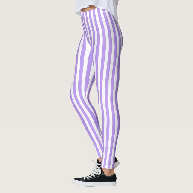Legging Tiras de doces, púrpuras e brancas (Esquerda)