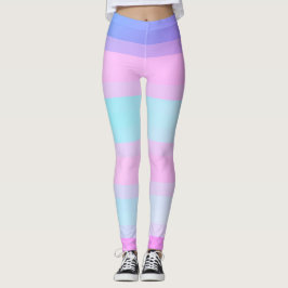 Legging Tiras de Pastel Verde Cor-de-Rosa Brilhante