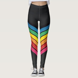 Legging Tiras do arco-íris num pano de fundo preto elegant