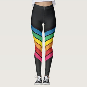 Legging Tiras do arco-íris num pano de fundo preto elegant