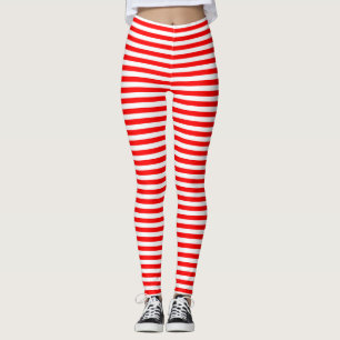 Legging Tiras Horizontais de Pequeno Tamanho Vermelho e Br