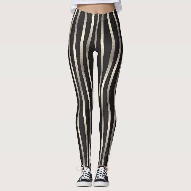 Legging tiras onduladas de ouro, textura de luxo (Frente)