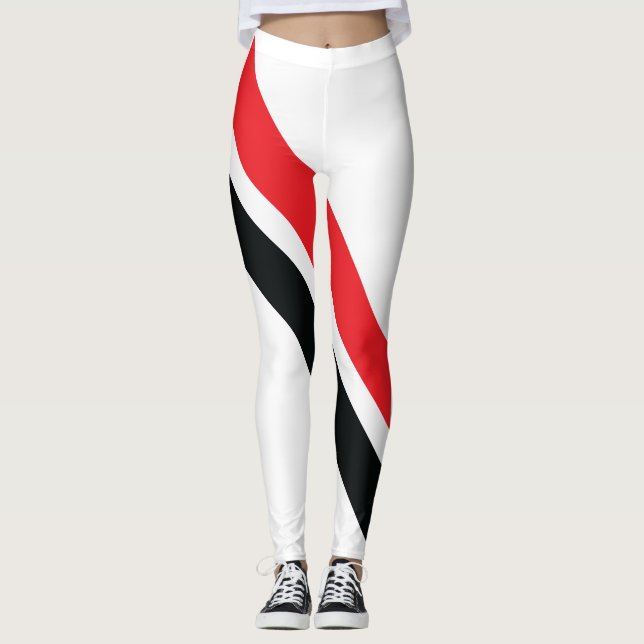 Legging Tiras Vermelhas/Pretas nas Pernas Brancas 1 (Frente)