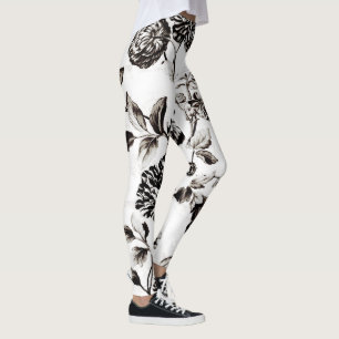 Legging Toalha Floral Antiquada, Branca e Preta, n.o 2