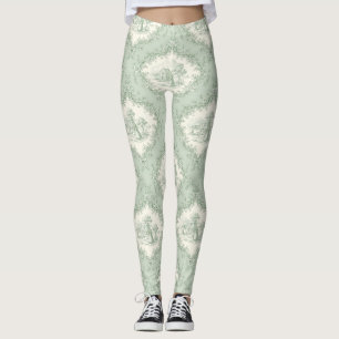Legging Toile Floral Country Francês Verde Hortelã - Casa
