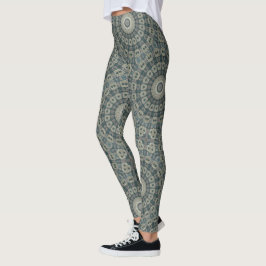 Legging Tone da Terra Mandala com Padrões Geométricos Trib