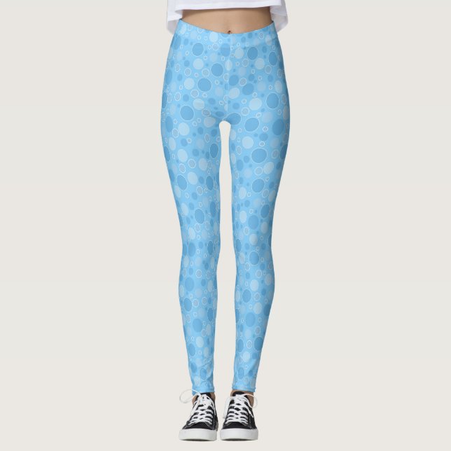 Legging tons azuis brilhantes com bolinhas na retro sessen (Frente)