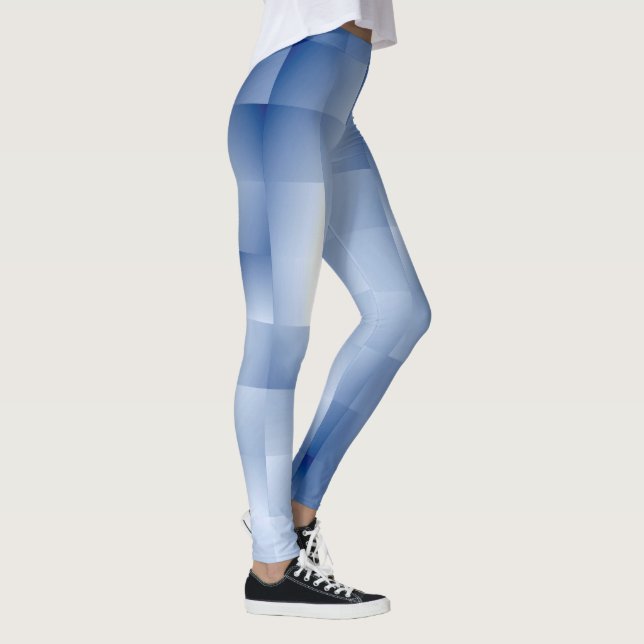 Legging Tons Azuis Sonhadores em um Padrão Quadrado (Direita)