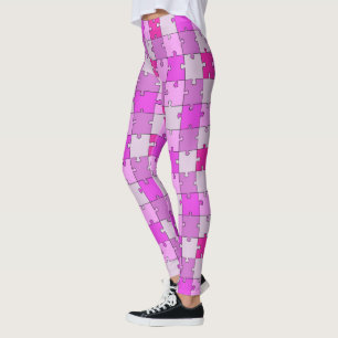 Legging Tons brincalhão do rosa do quebra-cabeça de serr