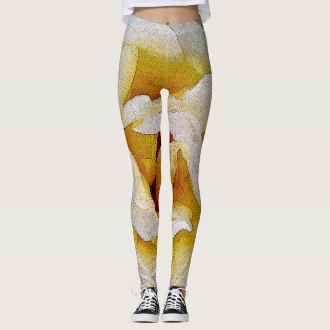 Legging tons de branco a amarelo (Frente)