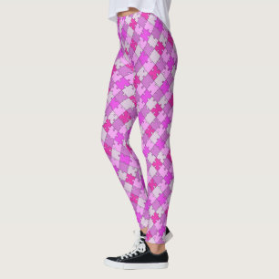 Legging Tons de cor-de-rosa Quebra-cabeça Diagonal Reprod
