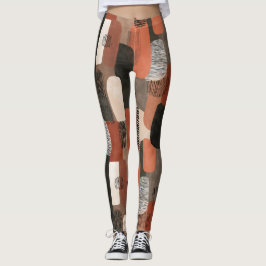Legging Tons Terrosos Boho Padrão Abstrato Terracota