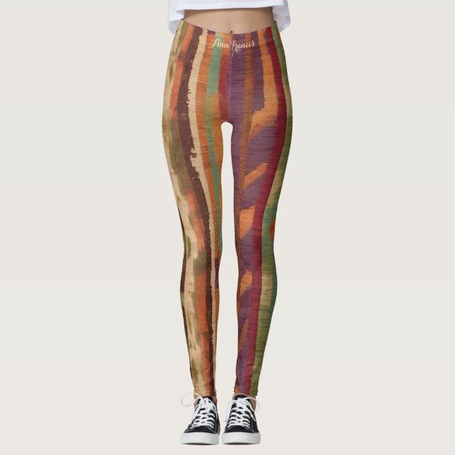 Legging Tons Terrosos Estilosos e Vibrantes Padrão Ikat Te (Frente)