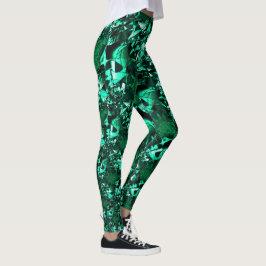 Legging Tons verdes brilhantes e semelhantes a gravuras