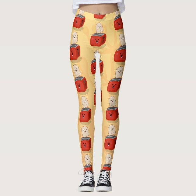 Legging Torrada de kawaii e desenho animado em torradeira  (Frente)