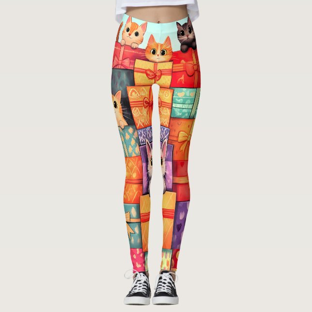 Legging Torre de aniversário do Meow Gift (Frente)