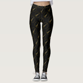 Legging Torre Eiffel brilho dourado padrão preto