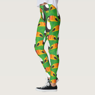 Legging Toucan Bird Beak Green Leaves Tropical Animals