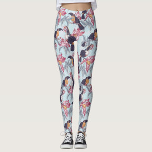 Legging Toucanos com flores exóticas