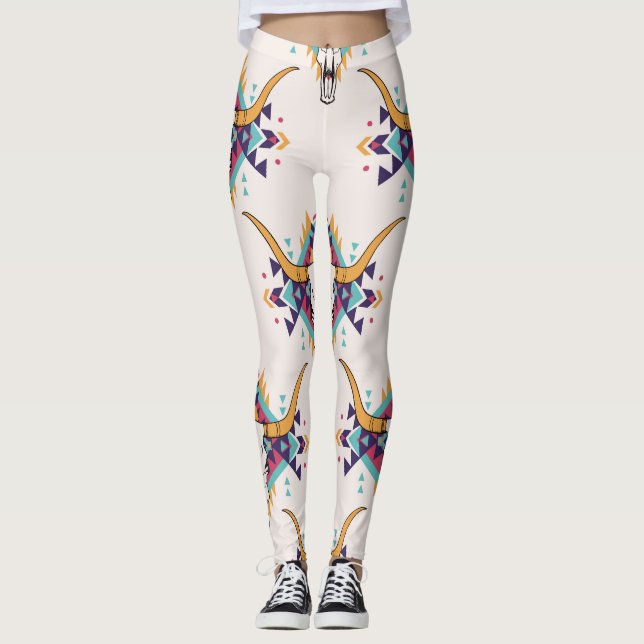 Legging Touro Tribal Caveira: Boho Sem Semente (Frente)