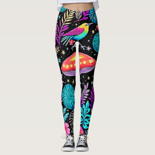 Legging Trabalho de arte de Cogumelo Florestal Encantado V