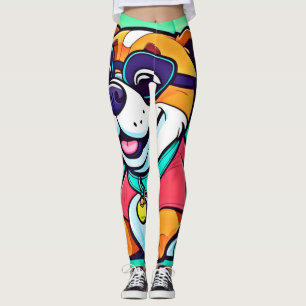 Legging Trabalho de arte de Estilo de Cartoon Pup legal