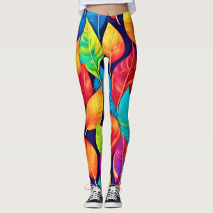 Legging Trabalho de arte de Folha Brilhante