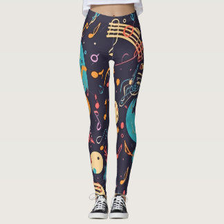 Legging Trabalho de arte de inspiração melódica vibrante