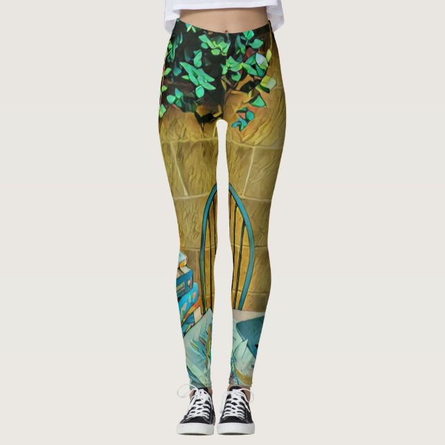 Legging Trabalho de arte de leitura da Vintage (Frente)